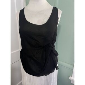 Crea Concept Dramatic Black Artsy Ruched Side Sheer Dressy Sleeveless Tunic 38-M